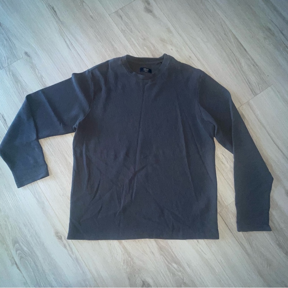 Ascot Grey Men’s Ribbed Pullover Top Shirt Sweatshirt Size Medium